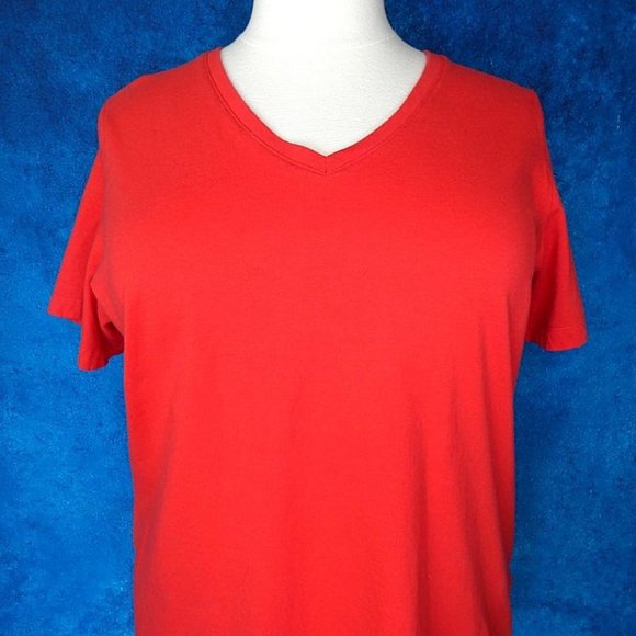 Woman Within Coral V Neck Tee Size 1X or 22/24 - Picture 3 of 8
